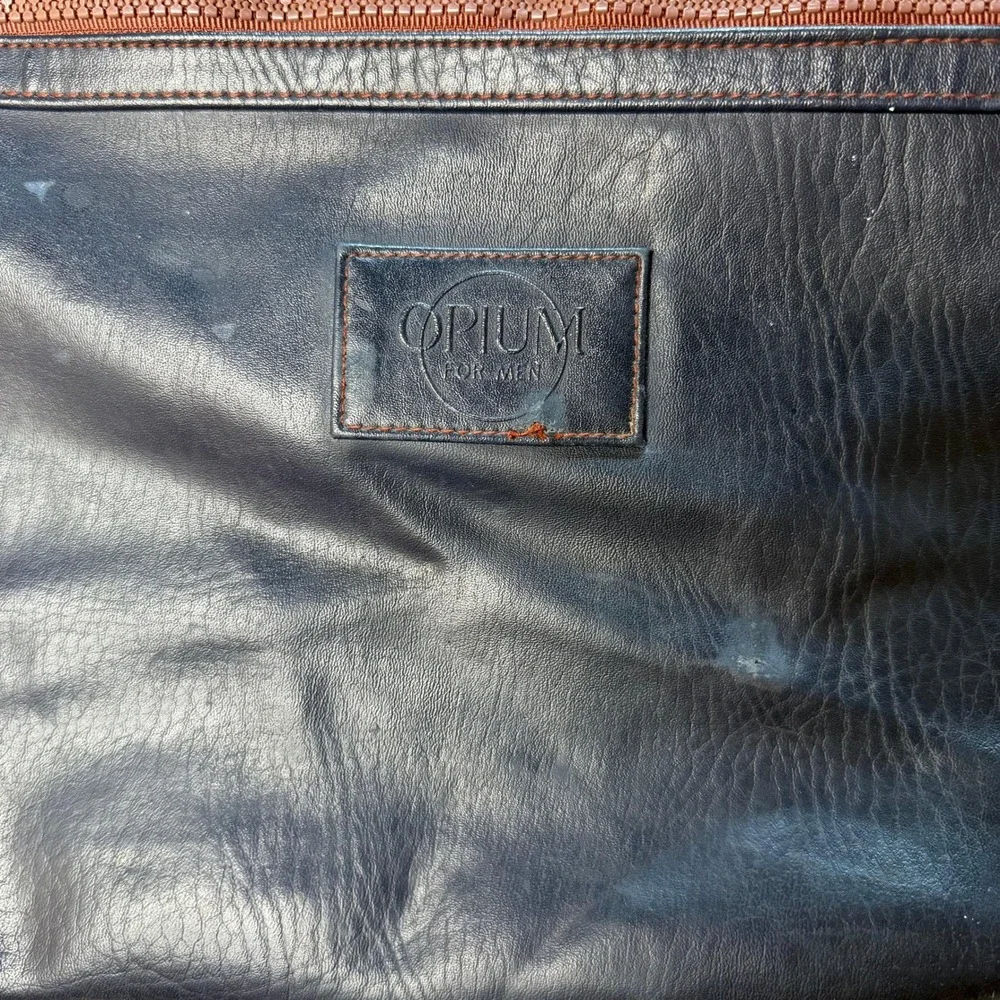 YSL FOR Men Opium Leather Over Night Messenger Bag Shoulder‎ Bag Navy XL